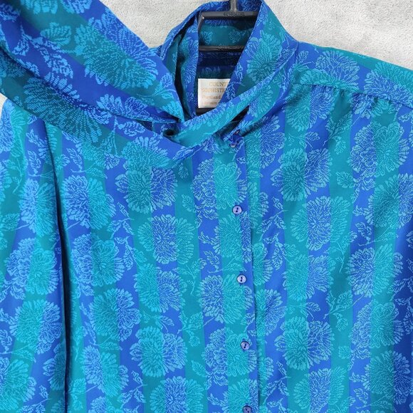 Womens 2 Pc Vintage Country Sophisticates Pendleton Floral Shirt & Scarf Tie XL - Picture 3 of 8